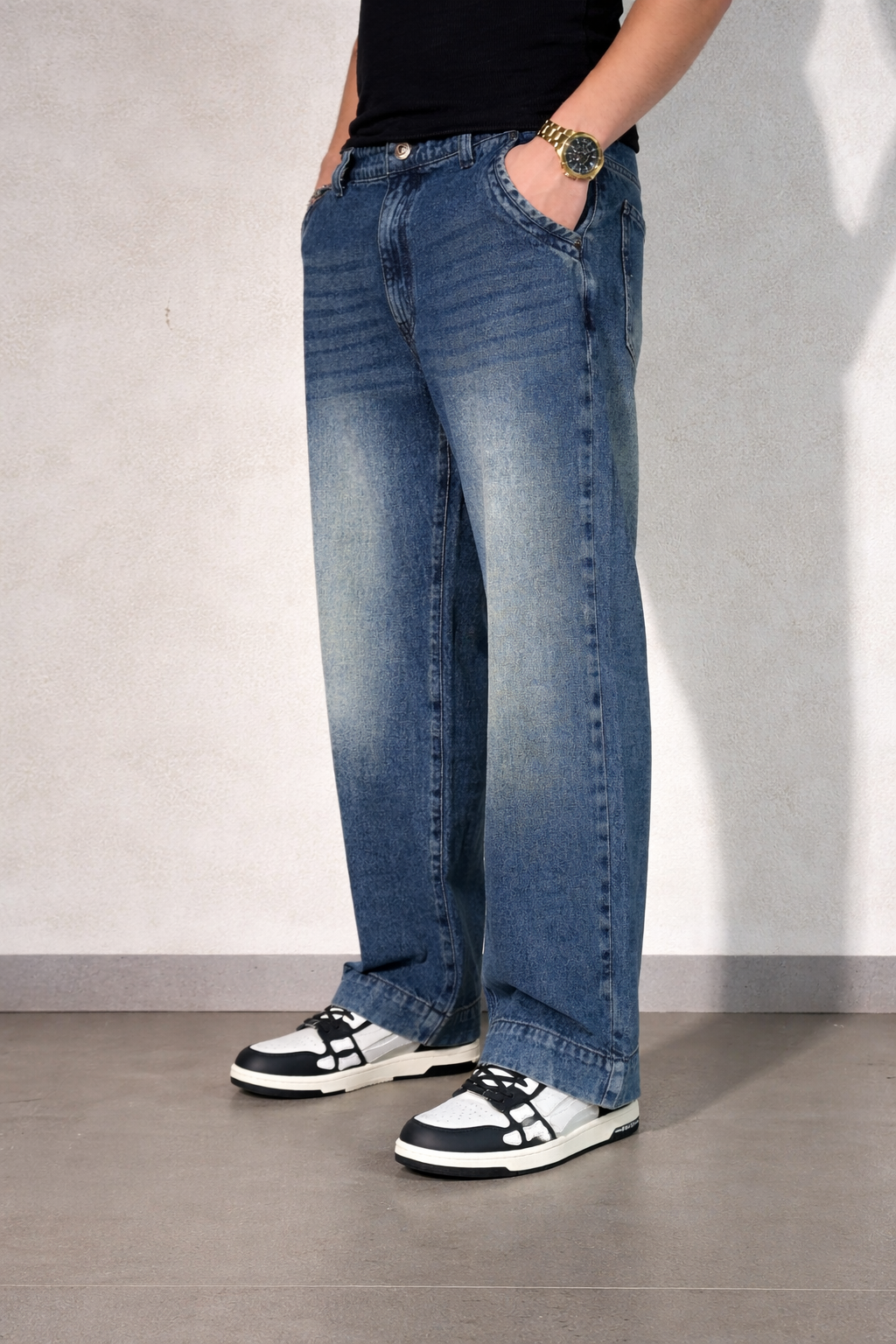 Vintage Washed Blue Baggy Denims - Image 4
