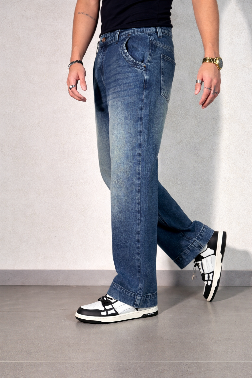 Vintage Washed Blue Baggy Denims - Image 6