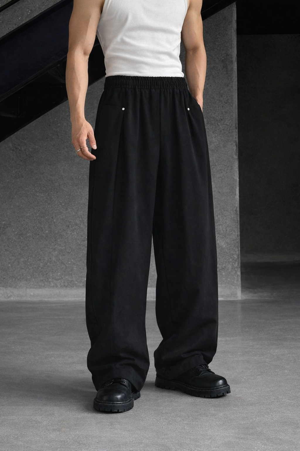 Finest Overlap Pleated Barrel Joggers