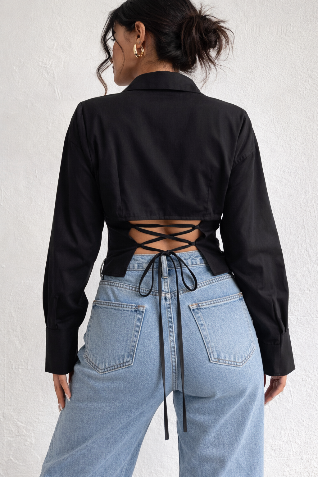 Boyfriend Oversized Tie Up Shirt
