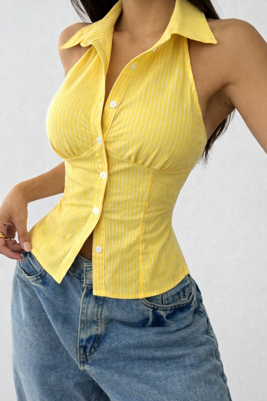 Stripe Moment Halter Shirt