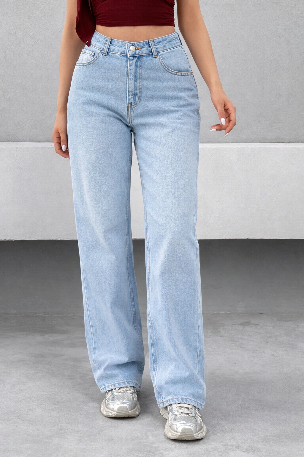 Wash Out Regular Blue Stretch Tailored Straight Leg Jeans
