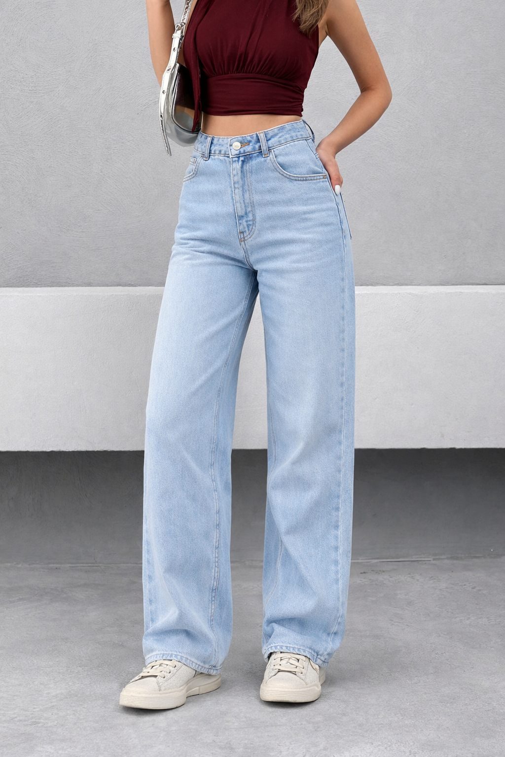 Wash Out Regular Blue Stretch Tailored Straight Leg Jeans