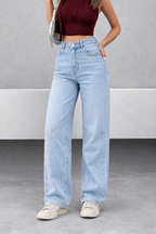 Wash Out Regular Blue Stretch Tailored Straight Leg Jeans