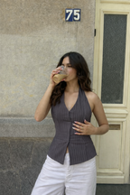 Stripe Structure Halter Top
