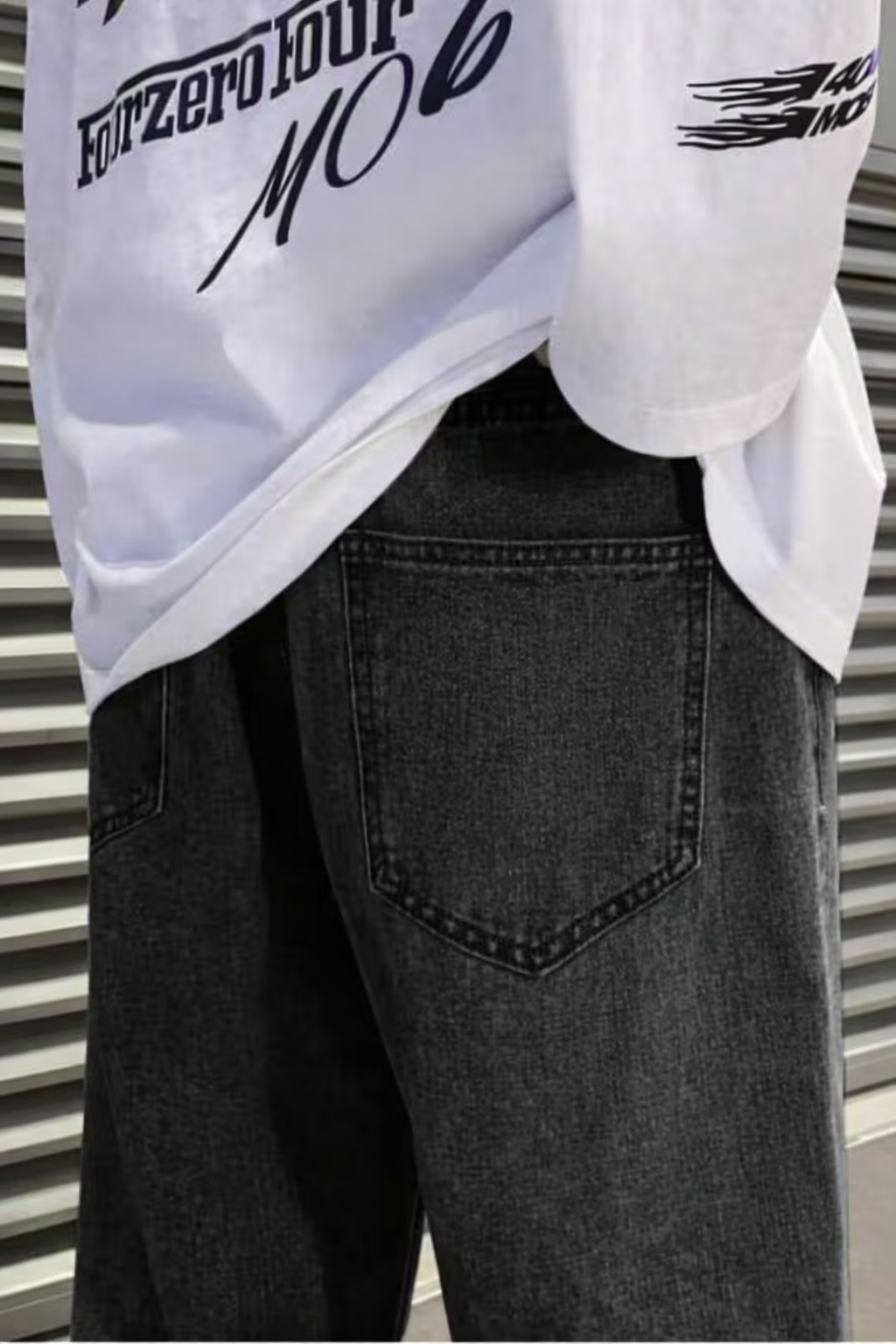 Ash Black Baggy Fit Rigid Jeans