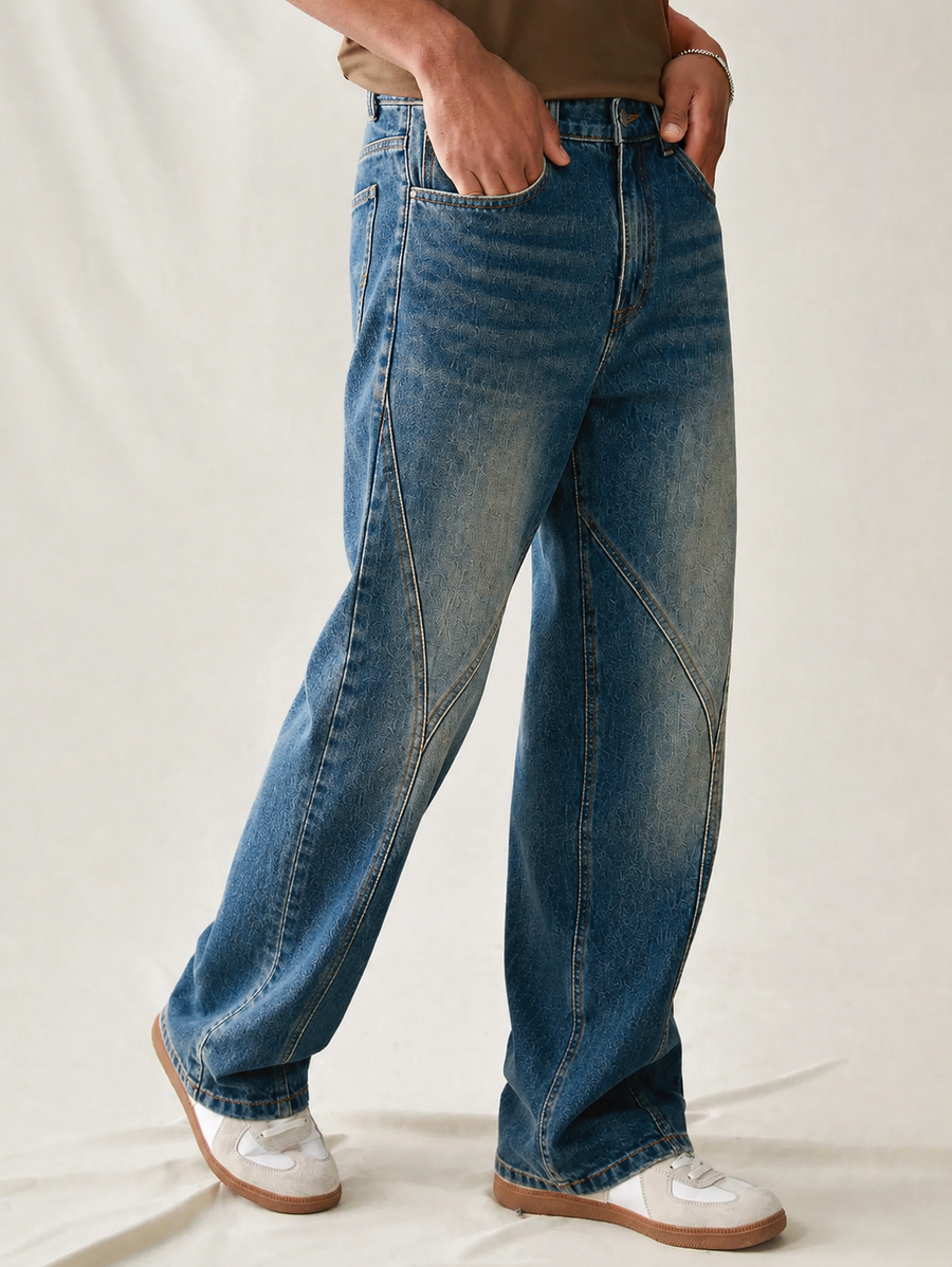 Subtle Fade Blue Straight Fit Jeans
