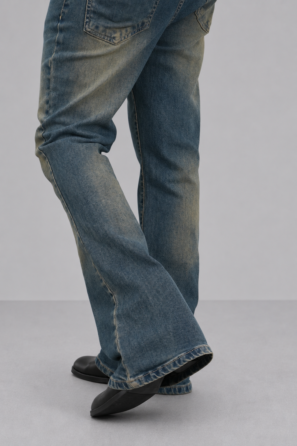 Blue Washed Burn Bootcut Jeans
