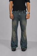 Blue Washed Burn Bootcut Jeans