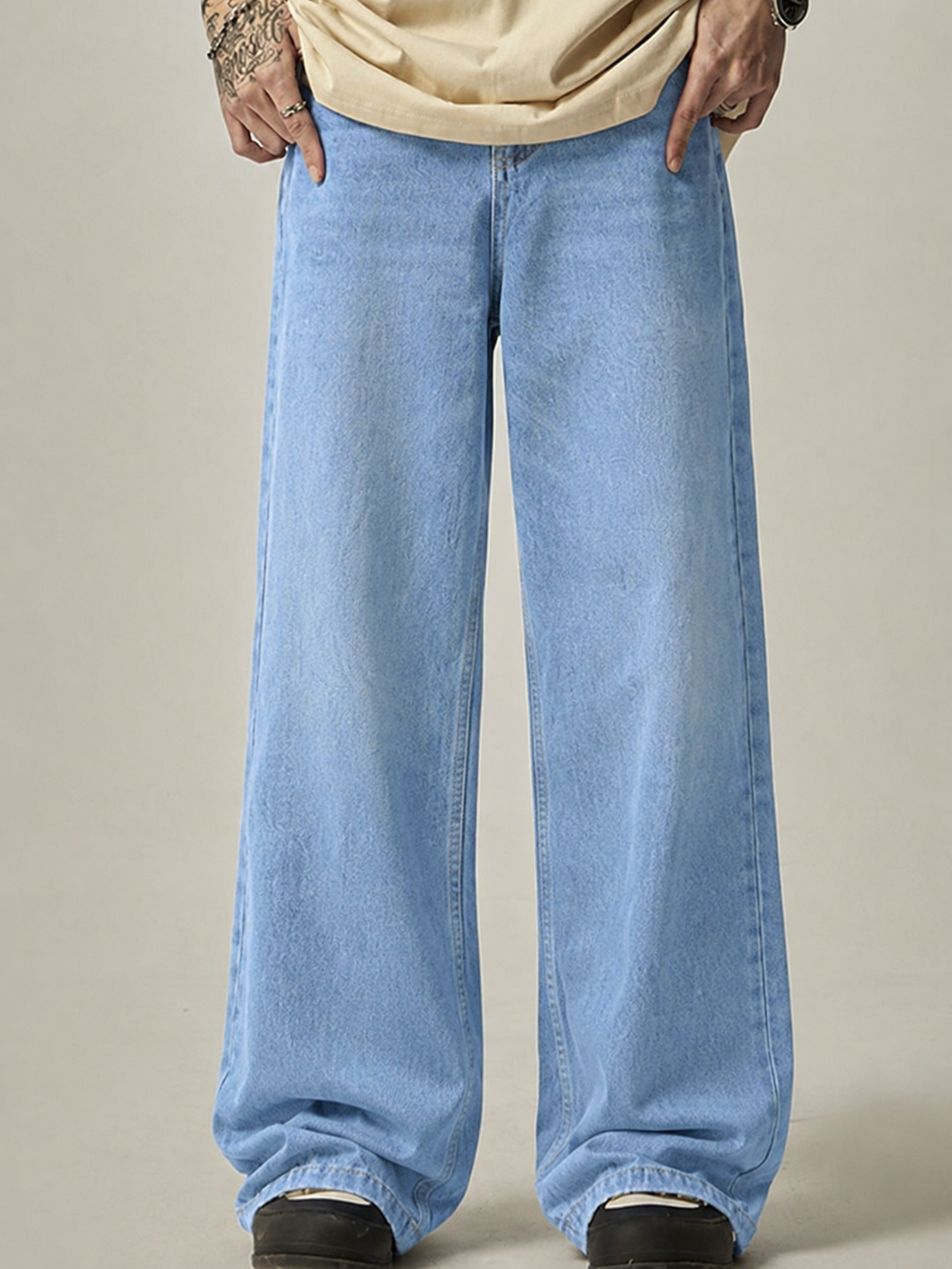 Slate Blue Baggy Fit Rigid Jeans - Image 1