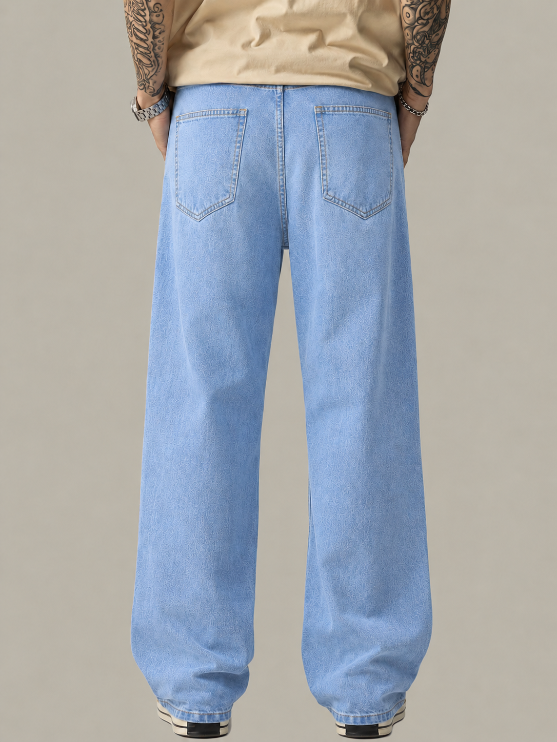 Slate Blue Baggy Fit Rigid Jeans - Image 4