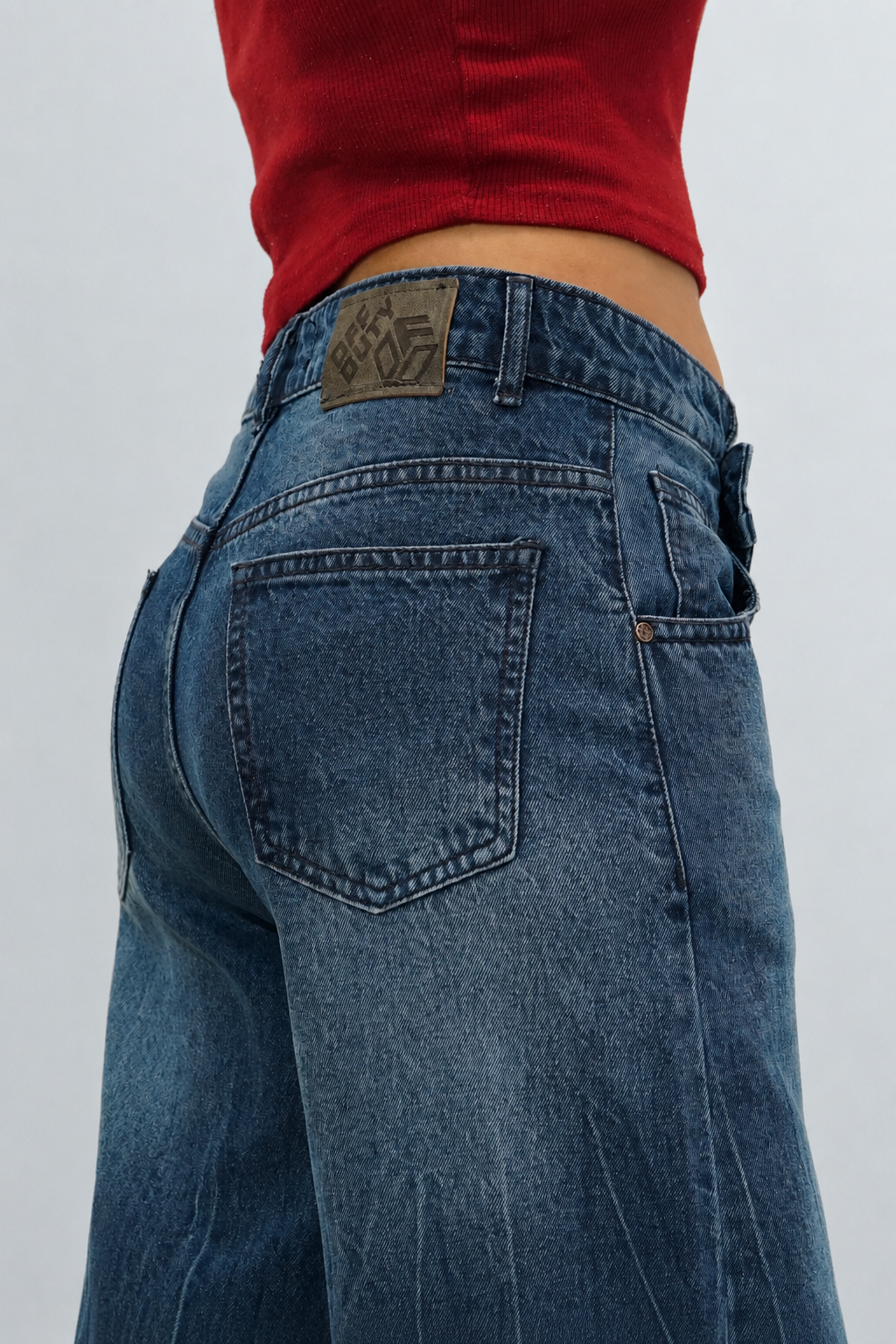 Deconstructed Fly Extra Wide Leg Jeans