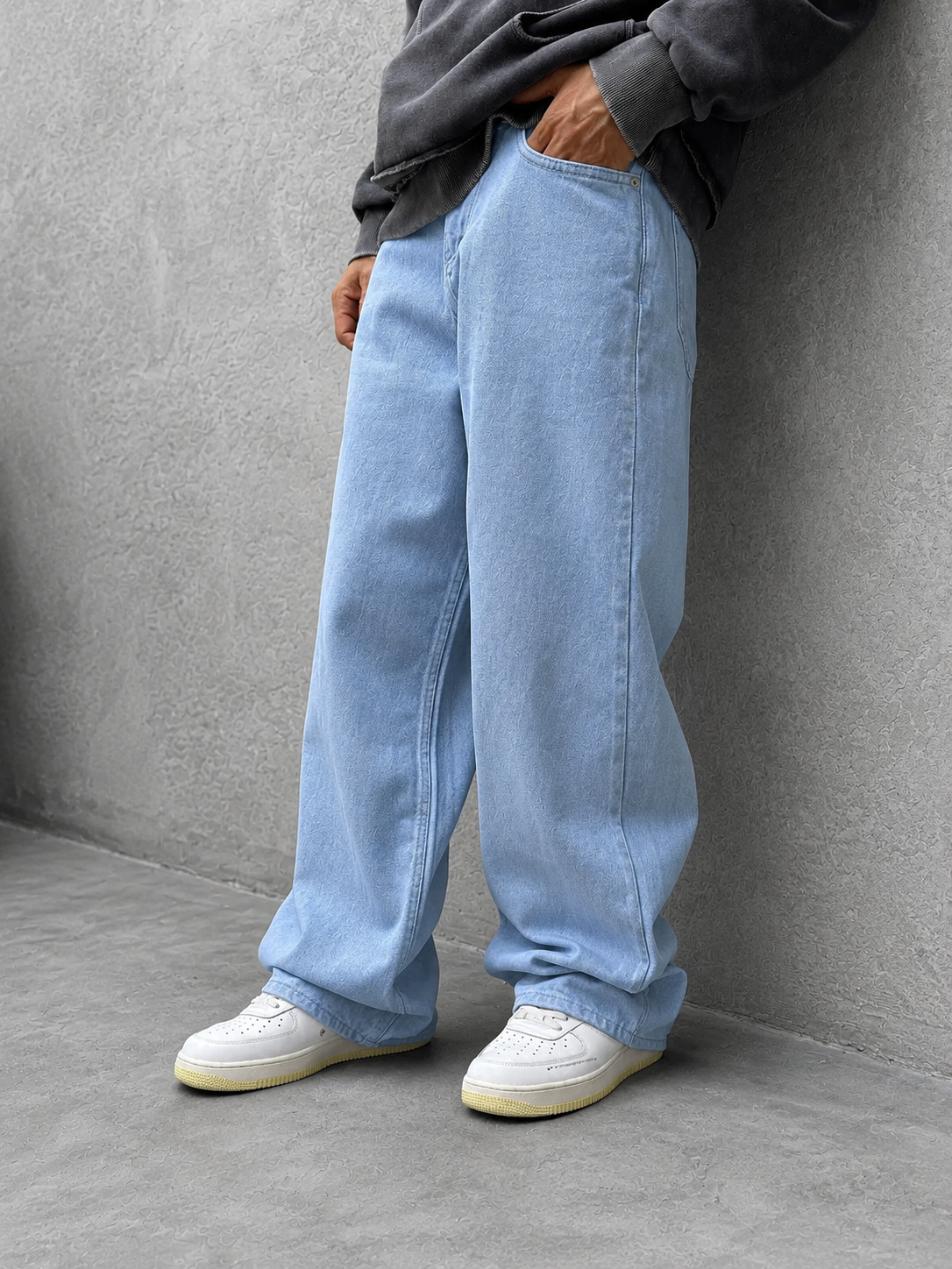 Slate Blue Baggy Fit Rigid Jeans