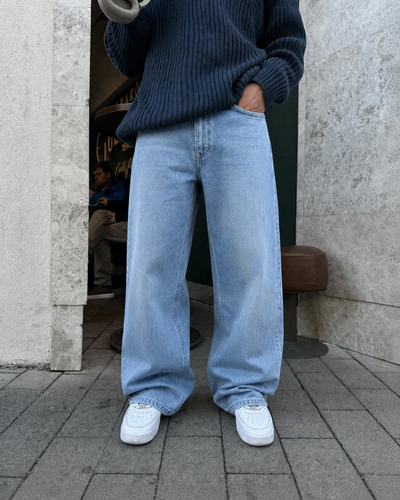 Slate Blue Baggy Fit Rigid Jeans