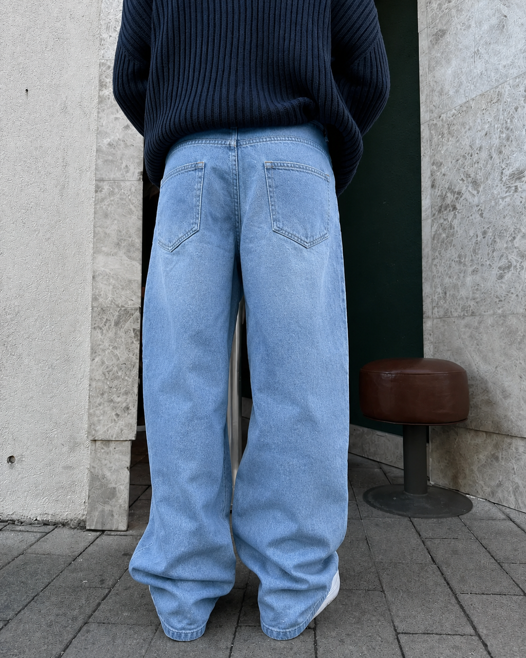 Slate Blue Baggy Fit Rigid Jeans