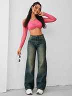 Baddie Vintage Dirty Wash Dad Fit Jeans