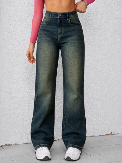 Baddie Vintage Dirty Wash Dad Fit Jeans