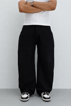 Black Raw Finish Japan Baggy Jeans