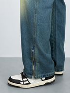 Vintage Yellowish Blue Loose Straight Fit Denim
