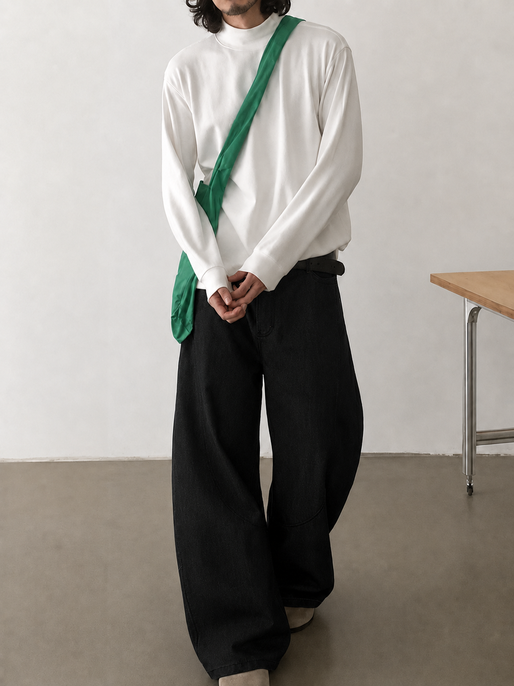 Black Raw Finish Japan Baggy Jeans