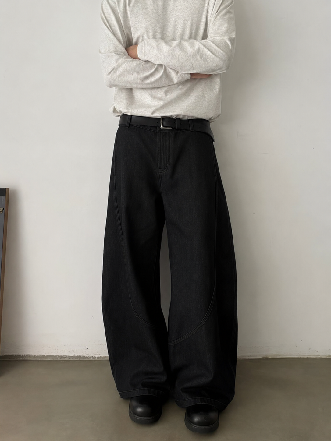 Black Raw Finish Japan Baggy Jeans