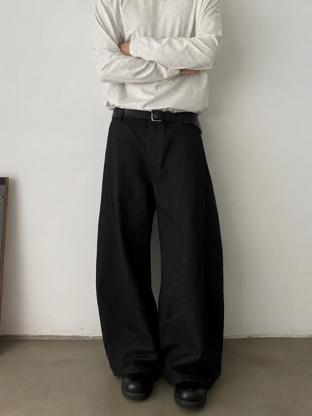 Black Raw Finish Japan Baggy Jeans