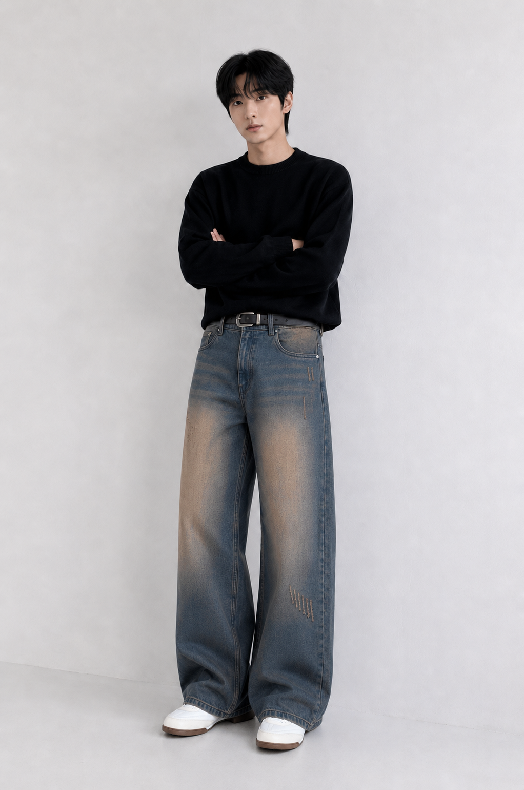 Teal Bronze Baggy Wide Leg Jeans