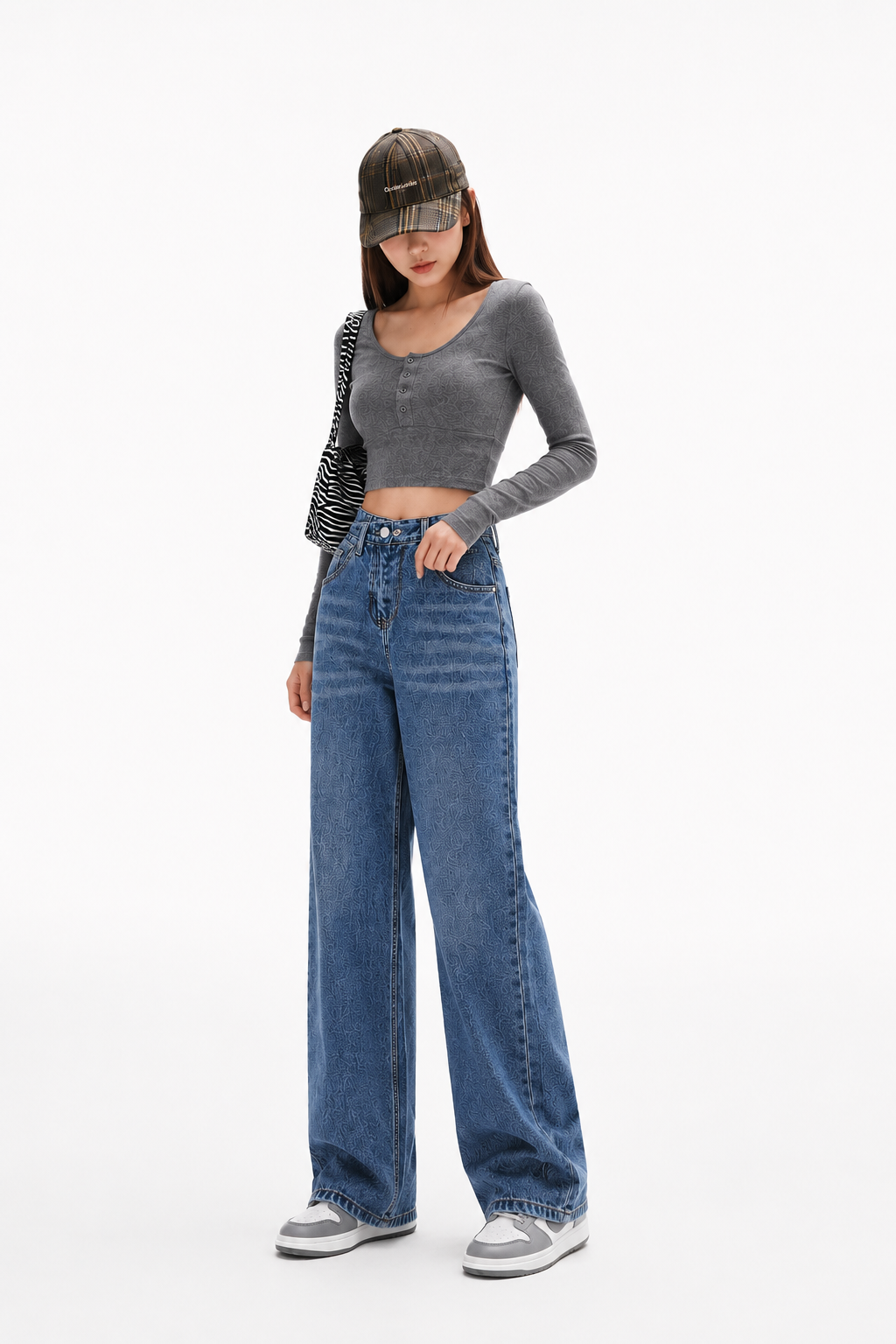 Coastal Blue Cross Belt Straight Fit Jeans