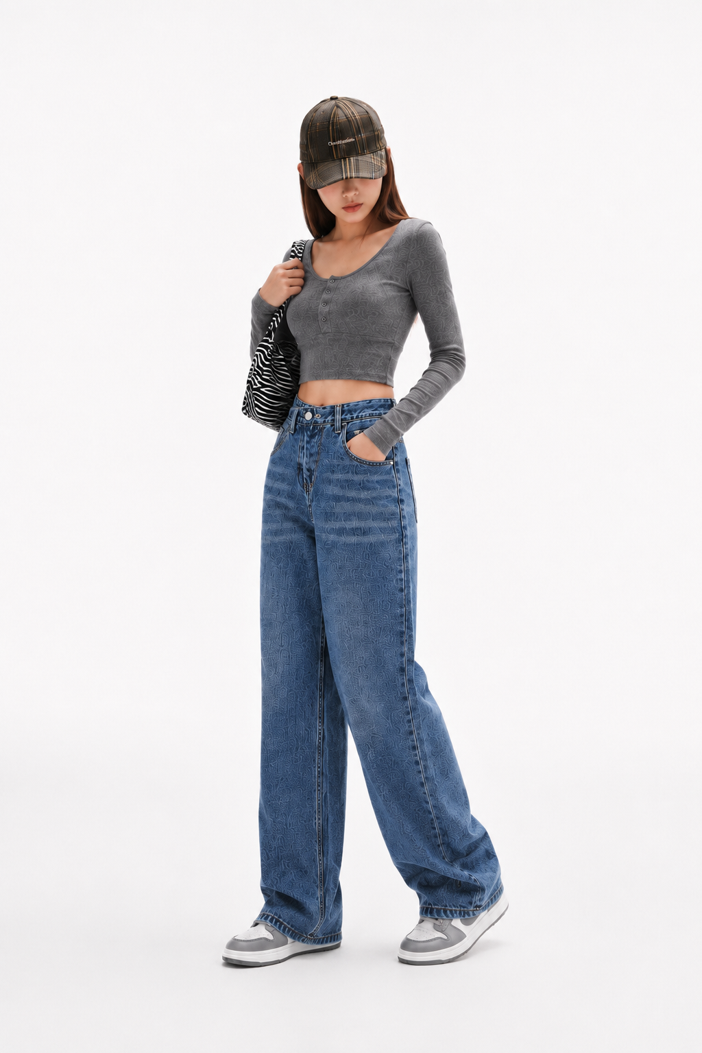 Coastal Blue Cross Belt Straight Fit Jeans
