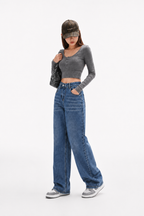 Coastal Blue Cross Belt Straight Fit Jeans