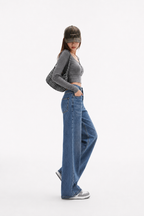 Coastal Blue Cross Belt Straight Fit Jeans