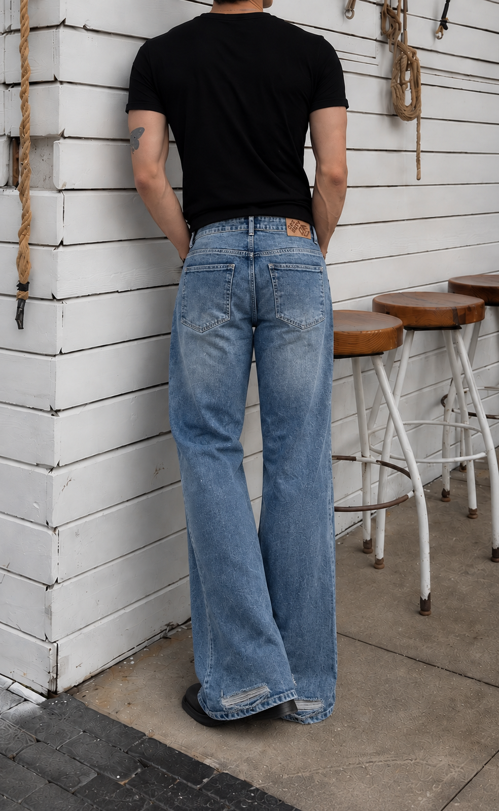 Blue Discipline Fade Flare Bootcut Jeans