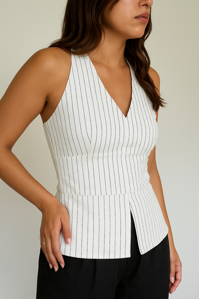 Stripe Structure Halter Top