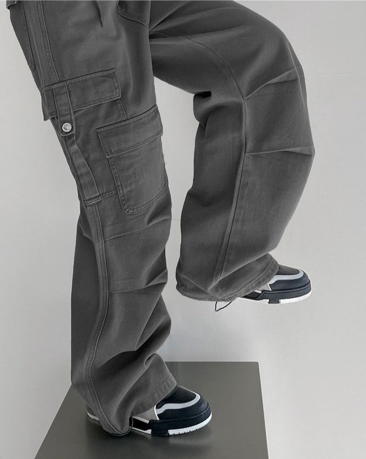 Classic Straight Leg Ruched Cargo Jeans