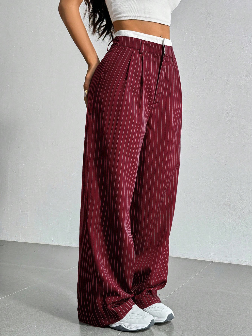 Striped Boxer Wide Leg Trousers