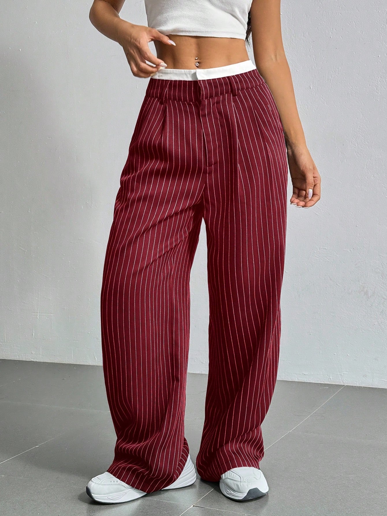 Striped Boxer Wide Leg Trousers