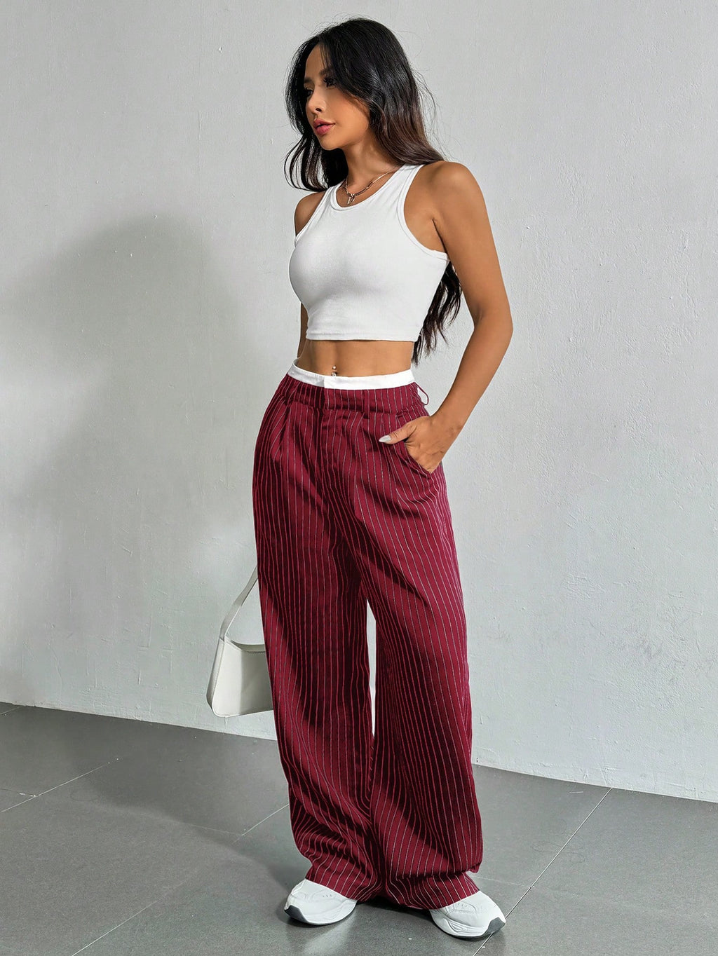 Striped Boxer Wide Leg Trousers