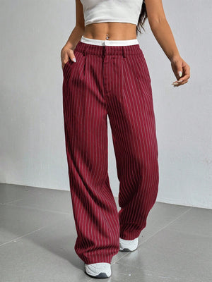 Striped Boxer Wide Leg Trousers