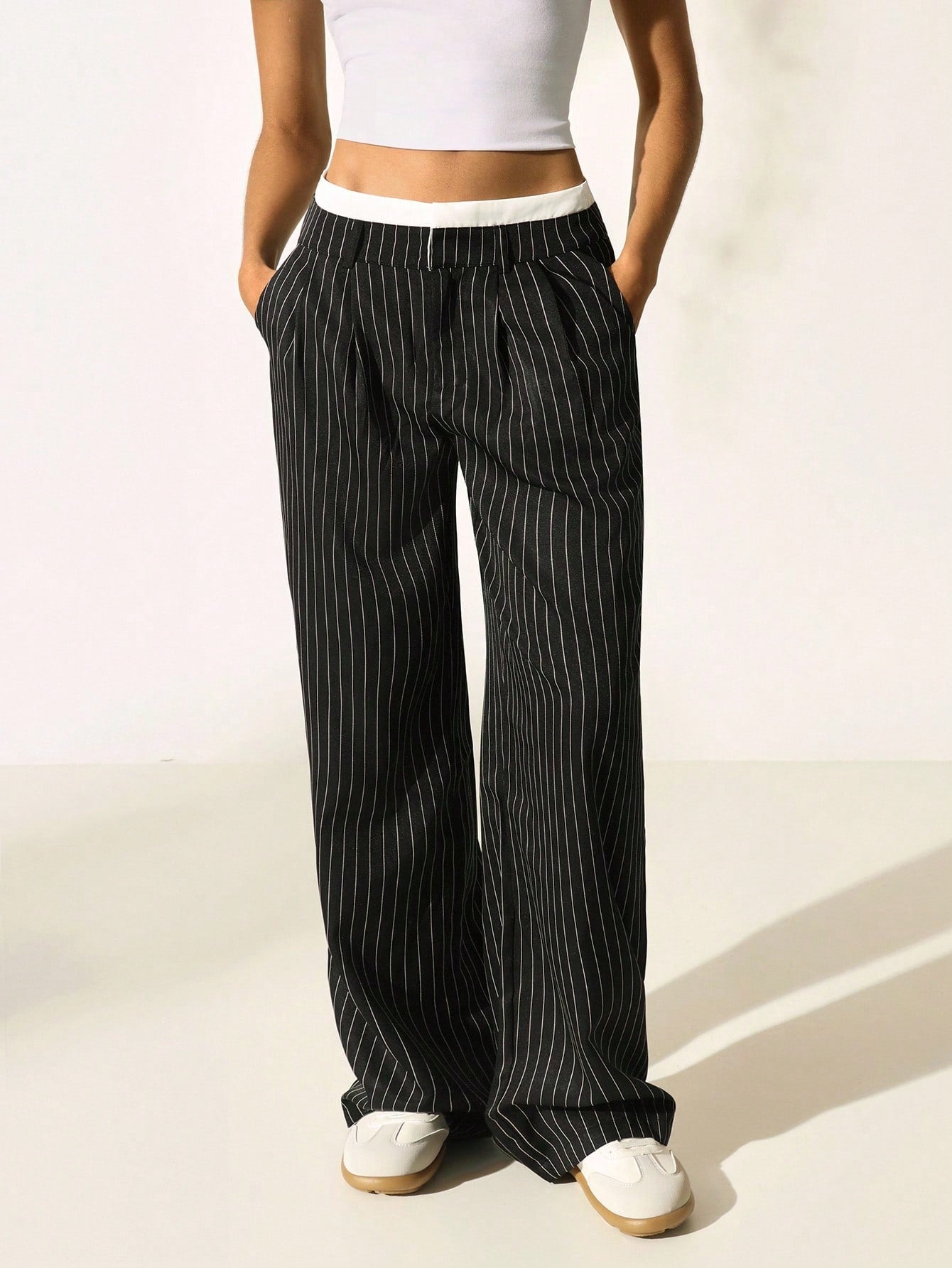 Striped Boxer Wide Leg Trousers