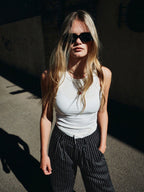 Striped Boxer Wide Leg Trousers