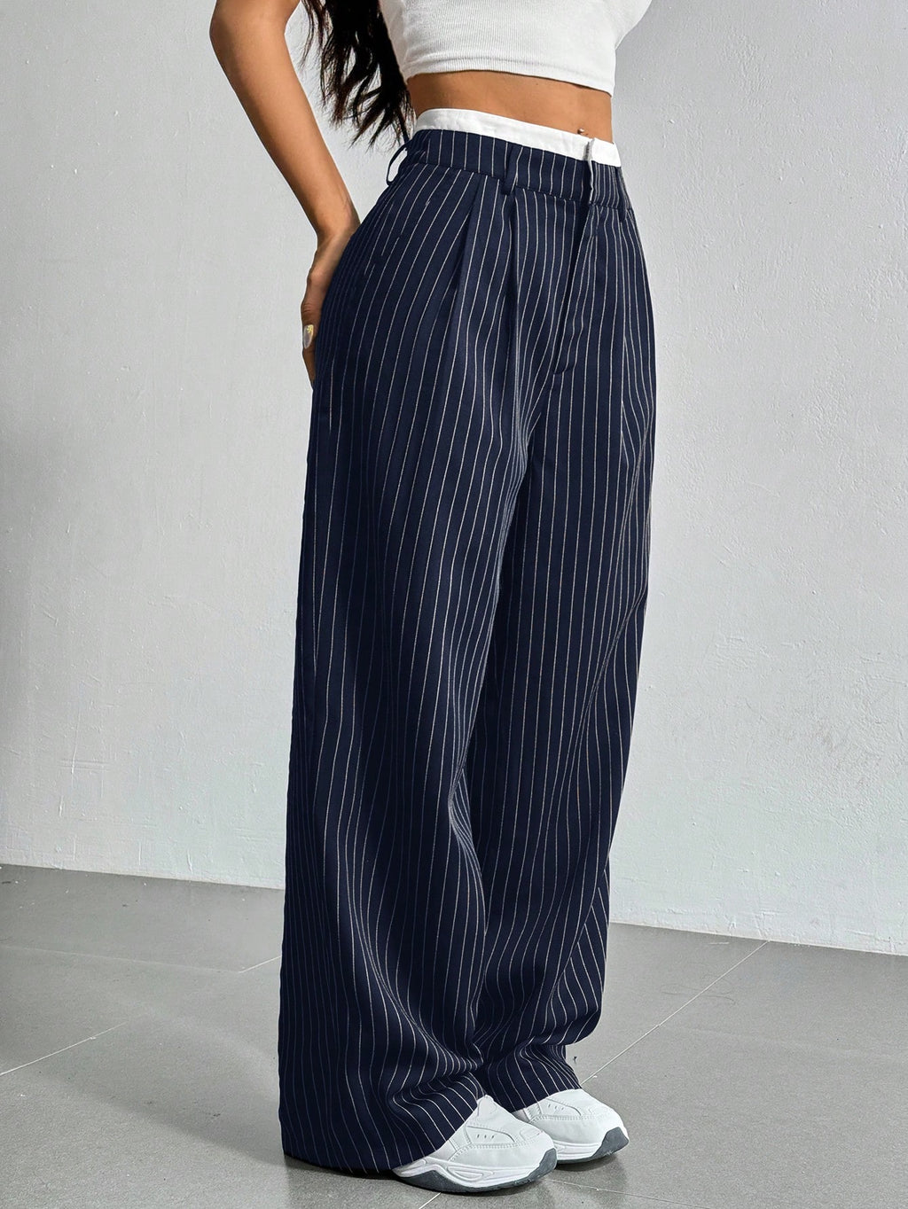 Striped Boxer Wide Leg Trousers