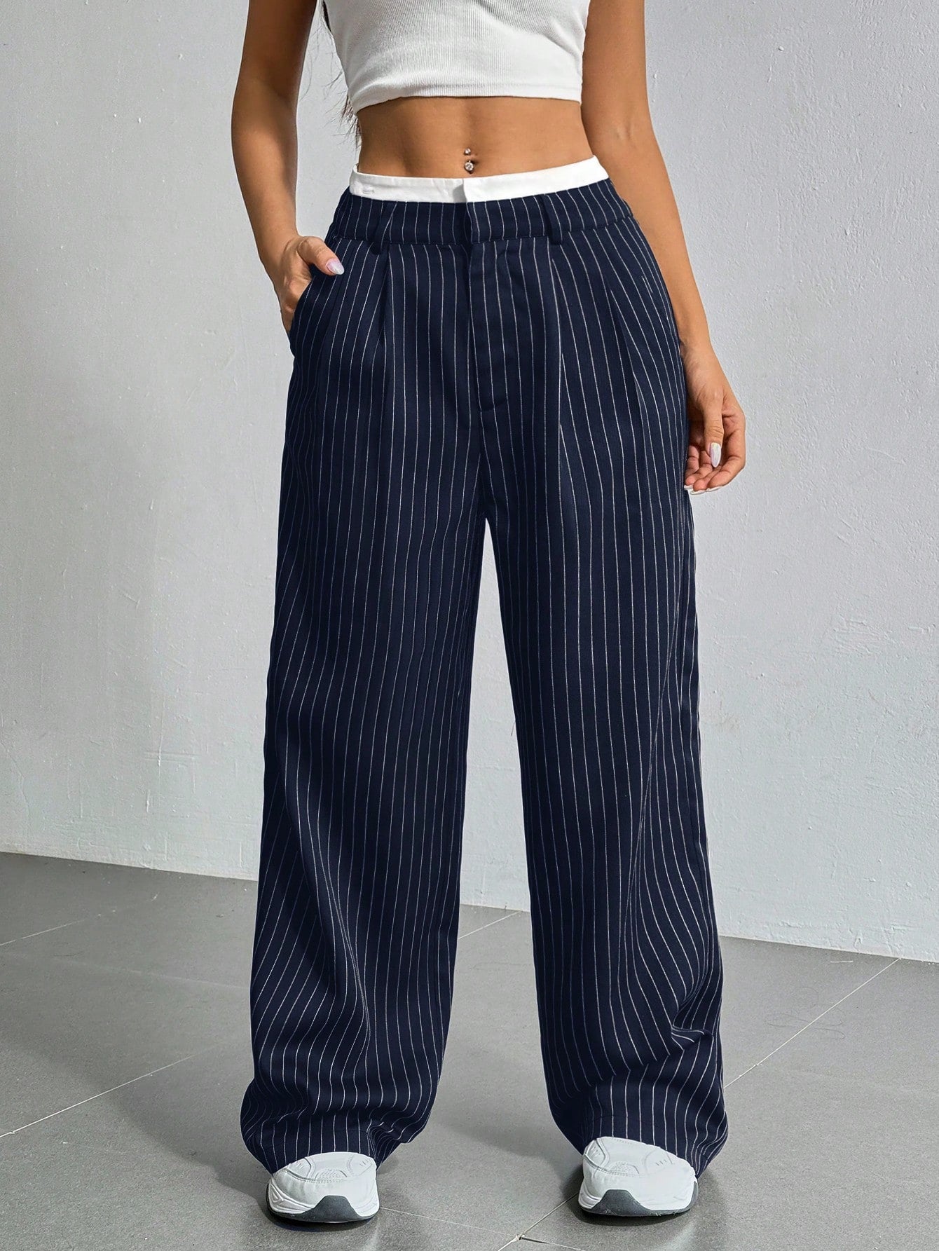 Striped Boxer Wide Leg Trousers