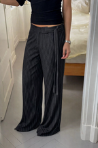 Striped Buckle Up Pants