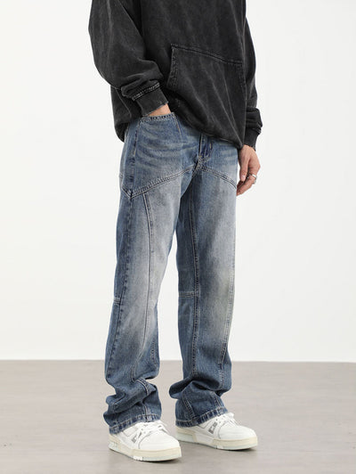 90's Front Seam Loose Fit Straight Leg Denim