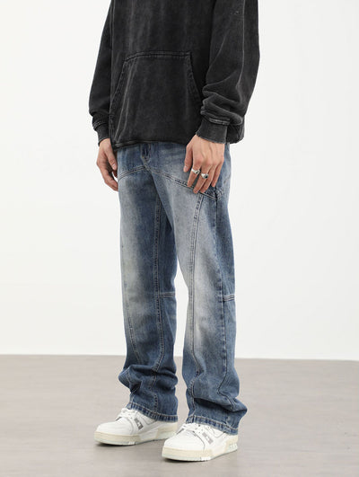 90's Front Seam Loose Fit Straight Leg Denim