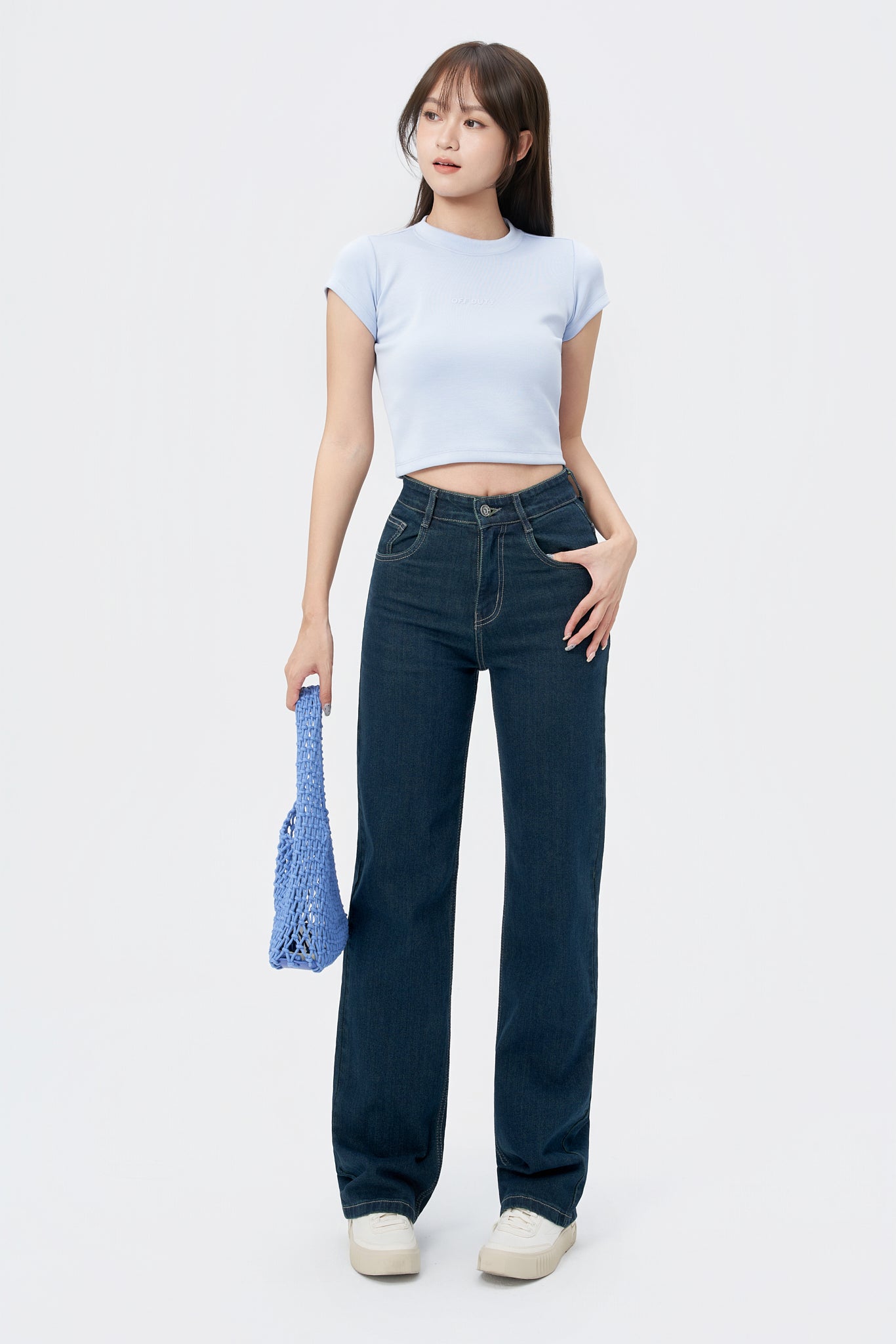 Cosmic Blue Dad Fit Straight Jeans - 1