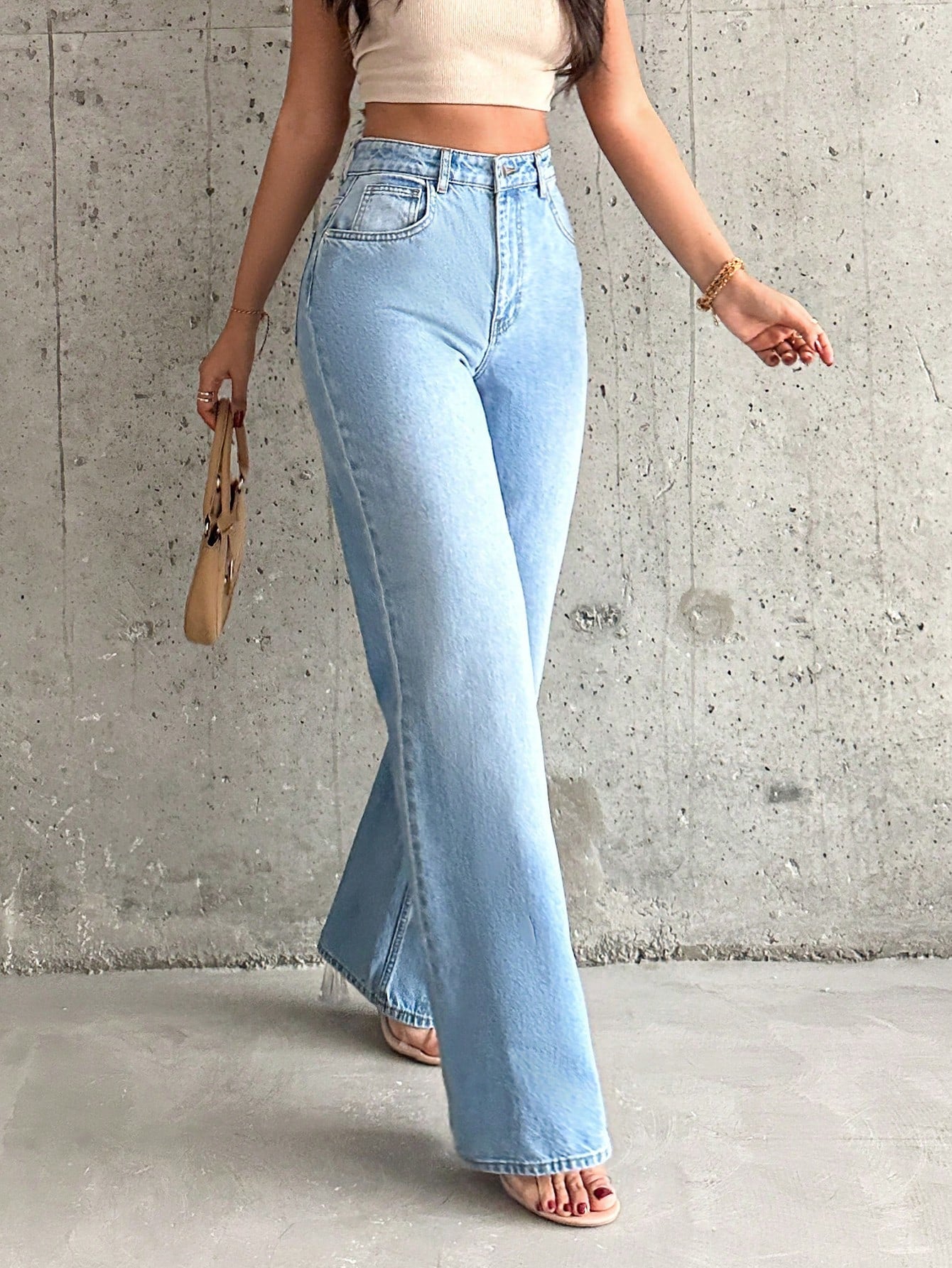 Light Blue Fade Wash Wide Leg Jeans