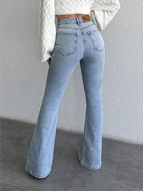 Crystal Blue Wash Tailored Flare Jeans