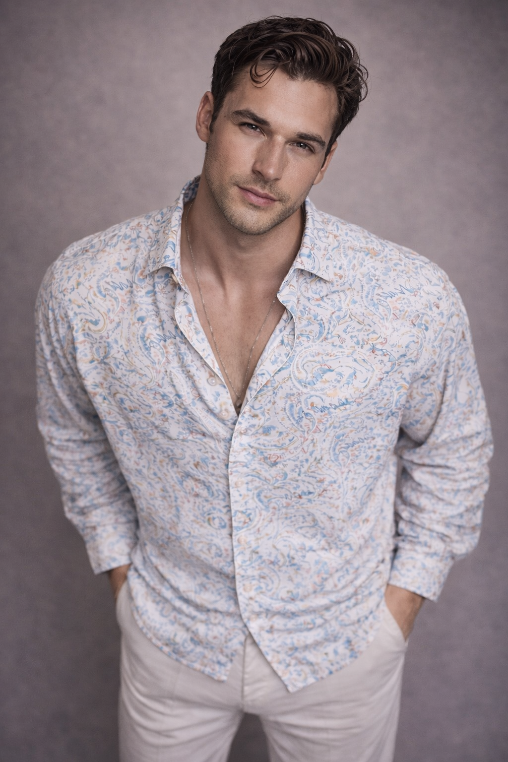 Blue Chaos Print Full Sleeves Shirt