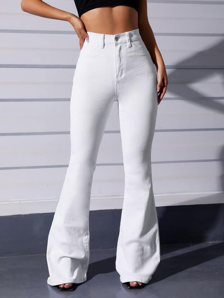 White Super Flare Bootcut High Waist Jeans